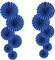 Blue Party Hanging Paper Fans DIY Set,12pcs Set Paper Fans Set Hanging Pinwheels Fan DIY Paper Craft for Wedding Birthday Christmas Party Decoration Hanging Paper Fan Flower Decoration (Blue)